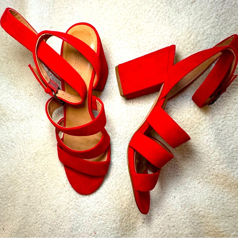 Madewell red suede sandals EUC